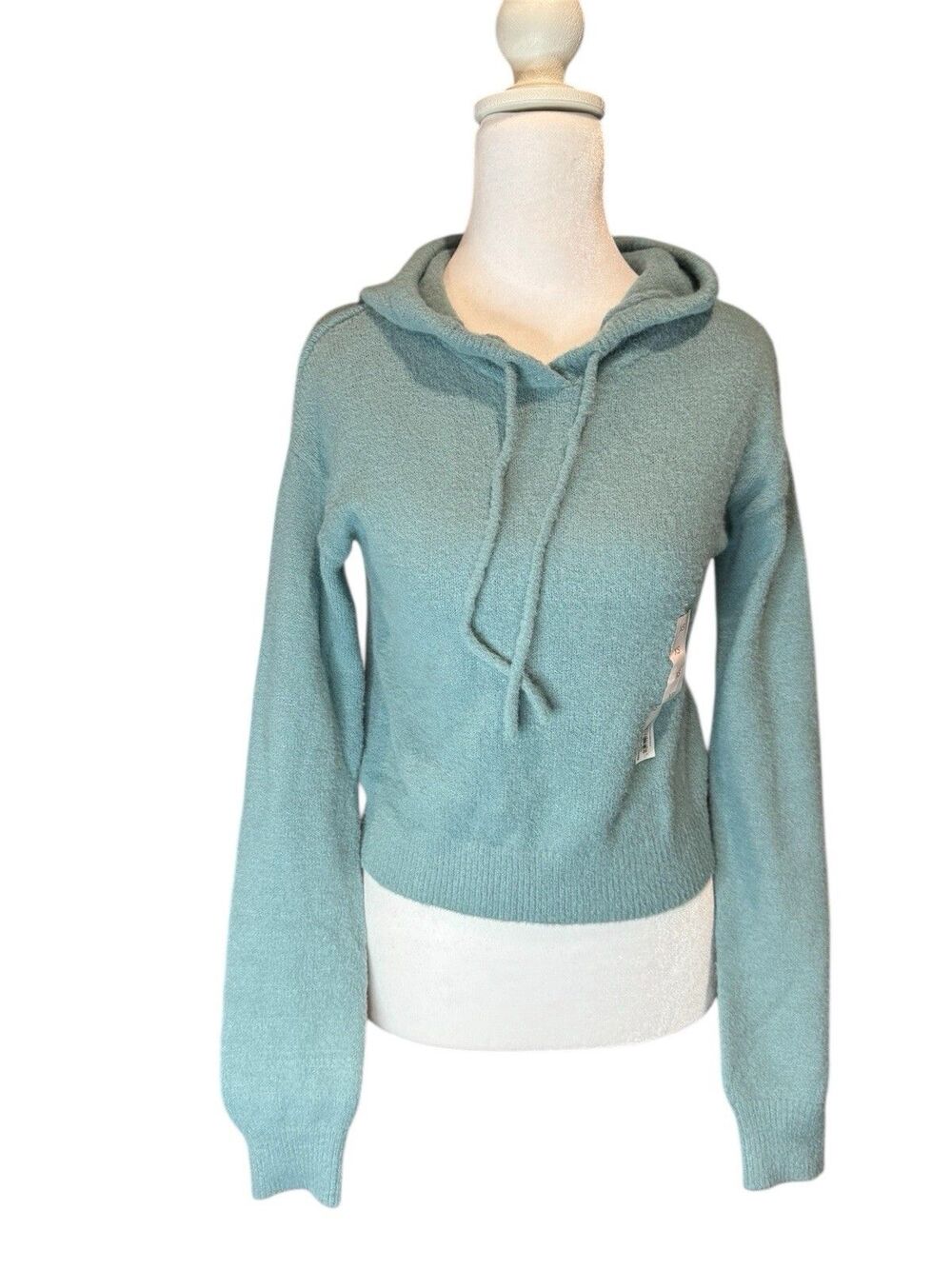 SO Juniors Hoodie XS Blue Plush Yard Crop Eyelash Hooded Loungewear Womens NWT